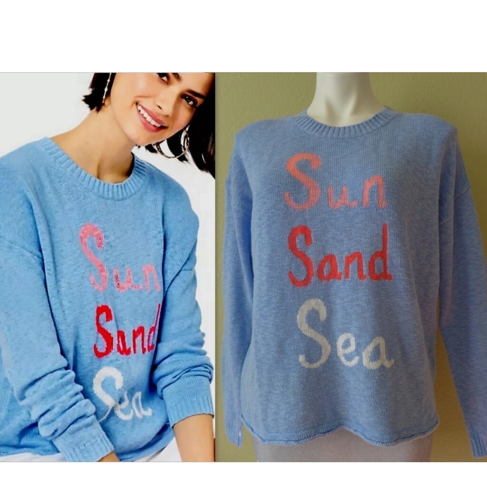 Nwt Large Lilly Pulitzer Blue and Red Crew Neck Sweater